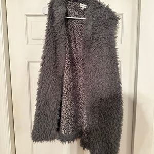 Grey fuzzy vest